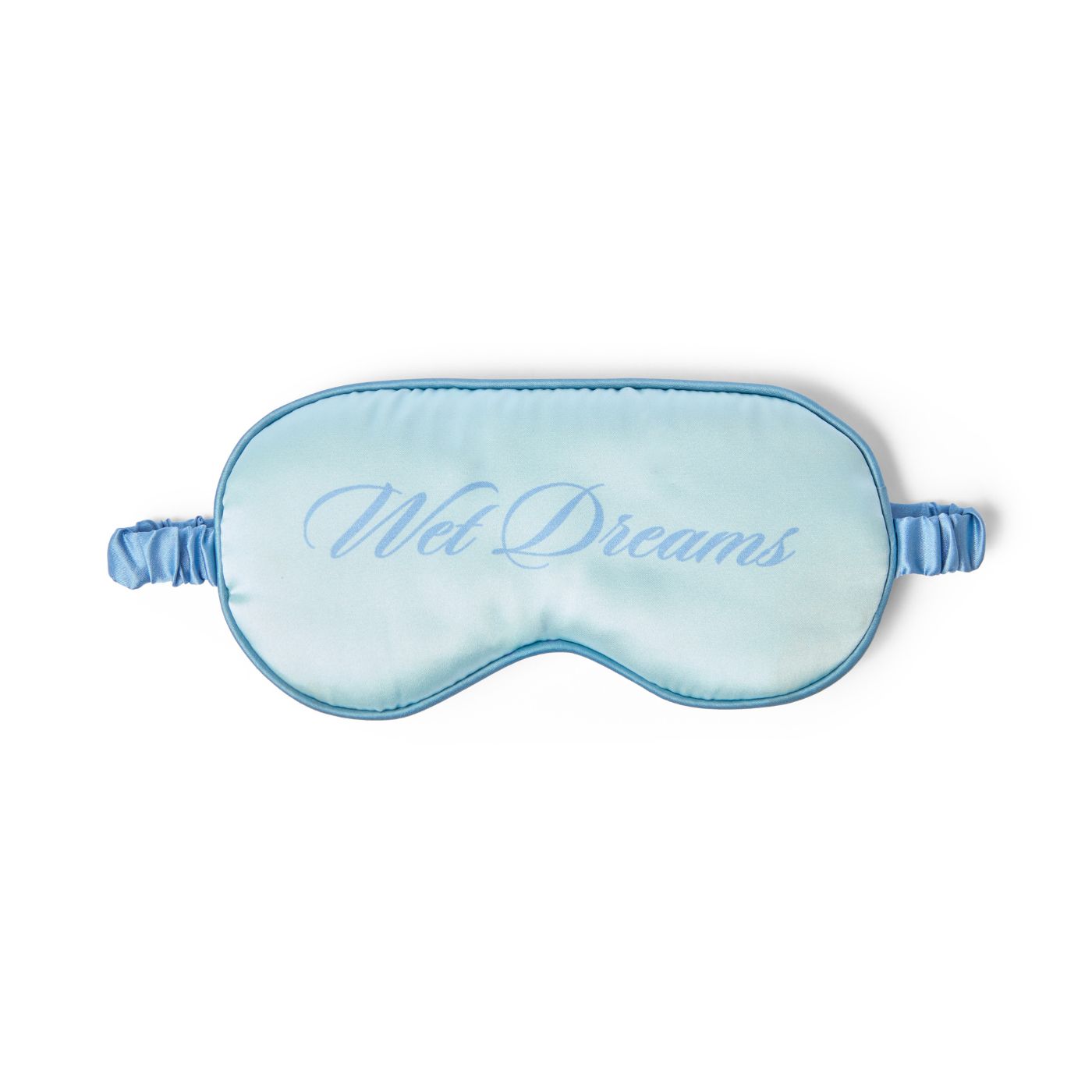 Blå natmaske, kan også bruges som blindfold med teksten Wet Dreams på